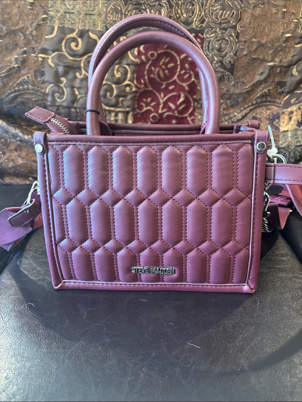 Steve Madden Quilted Mini Satchel in Wine Brand New With Tags
